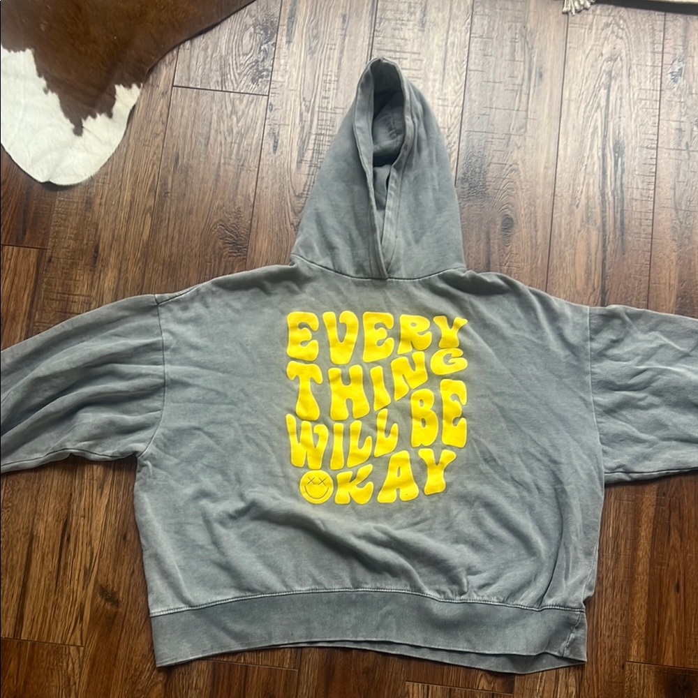 Gray Hoodie with Yellow Print
